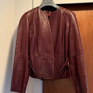 Donna Karan Milk Chocolate Leather Blazer Sz 8